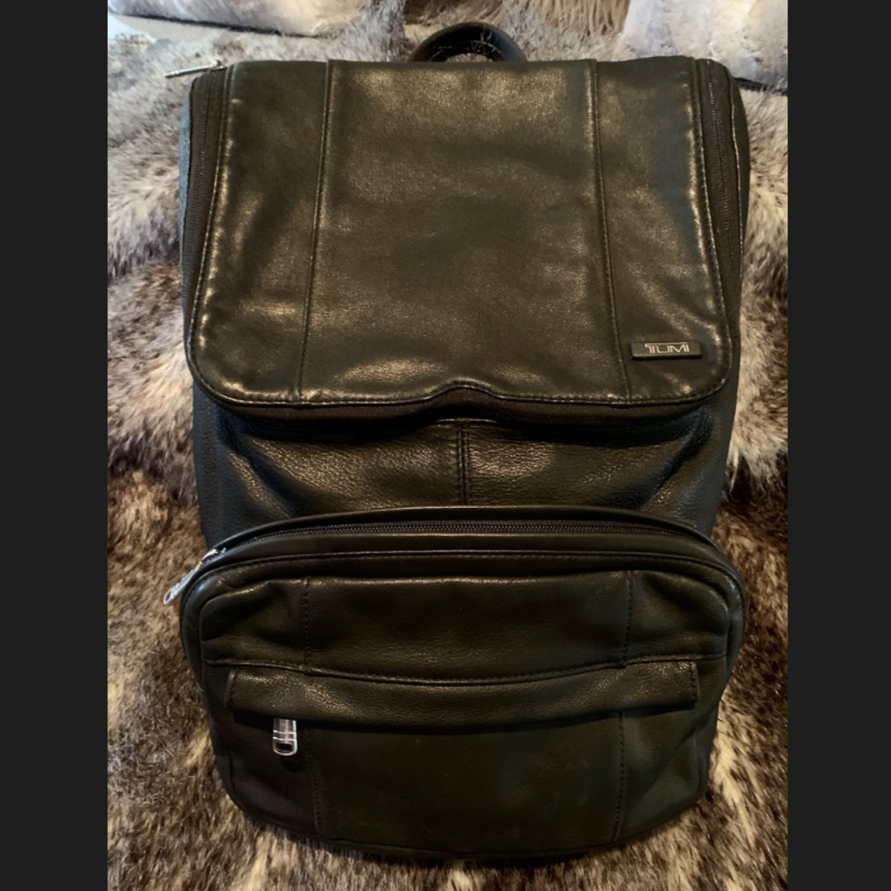 Tumi Black Leather Backpack